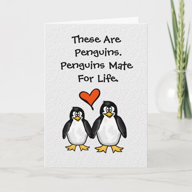 Carte Saint-Valentin de pingouins (Devant)