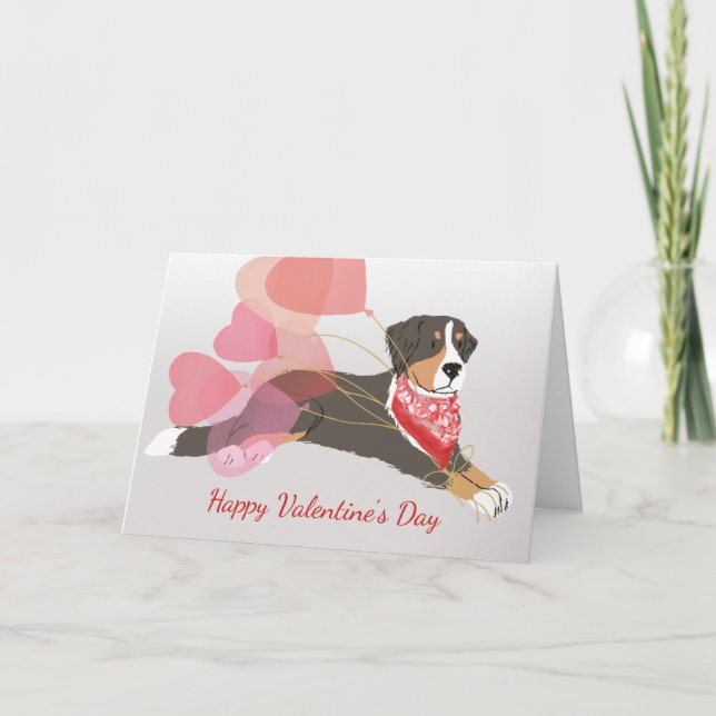 Carte Saint-Valentin des ballons bernois de chien  (Devant)