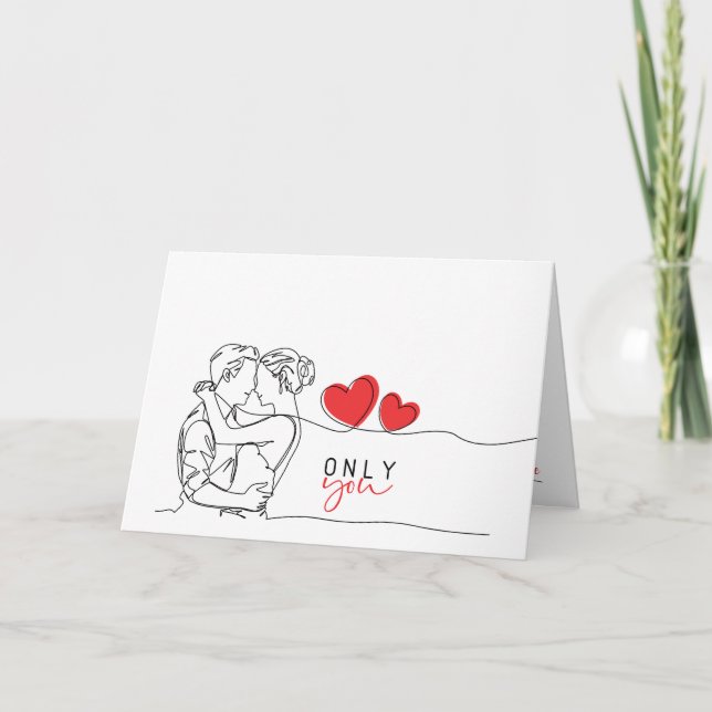 Carte Saint-Valentin - Design art linéaire (Devant)