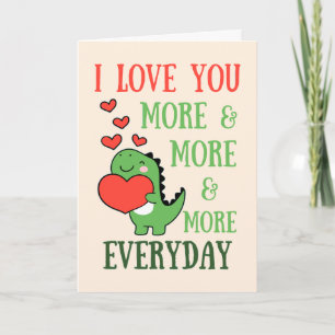 Carte Saint-Valentin Dinosaure Mignon T'aime Plus Chaque