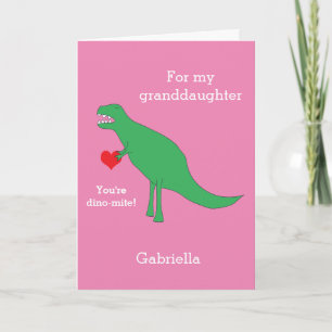 Carte Saint Valentin Dinosaure Rose