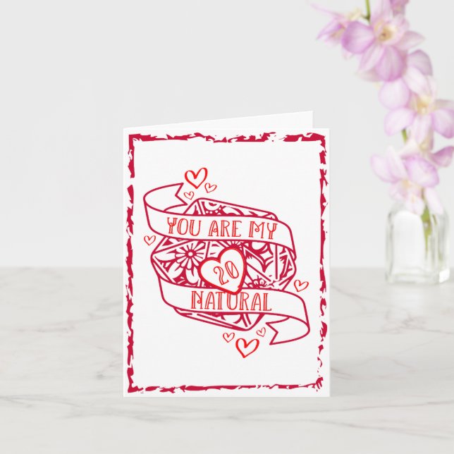 Carte Saint-Valentin DnD Natural 20 Dice (Orchidée)