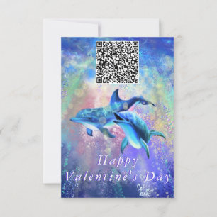 Carte Saint Valentin Dolphin Couple QR Code Wish