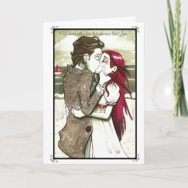 Carte Saint Valentin, Edgar Allan Poe, Amour, Roug (Devant)