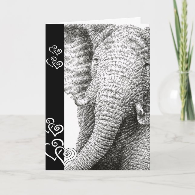 Carte Saint-Valentin éléphant d'Afrique (Devant)