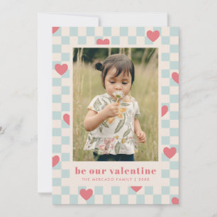Carte Saint Valentin en carton bleu rose