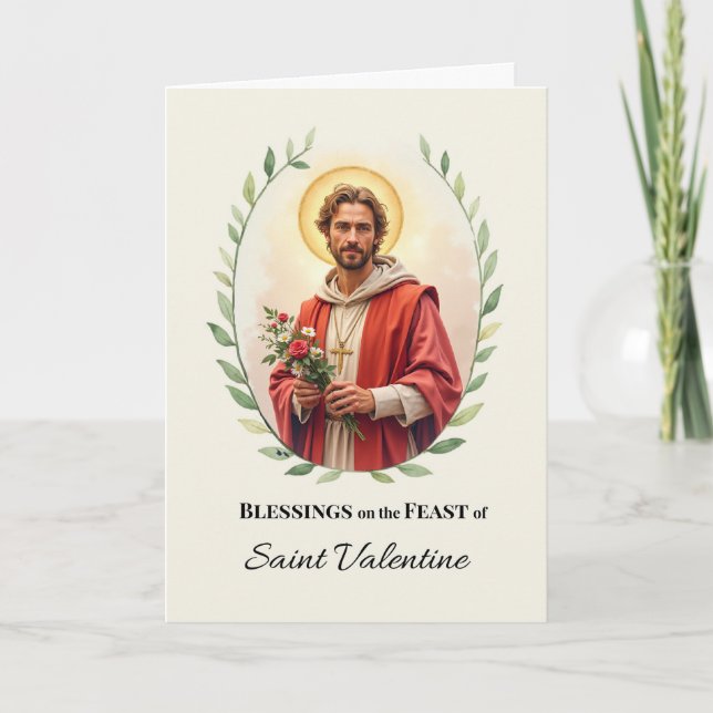 Carte Saint Valentin Fête Bénédiction Aquarelle (Devant)