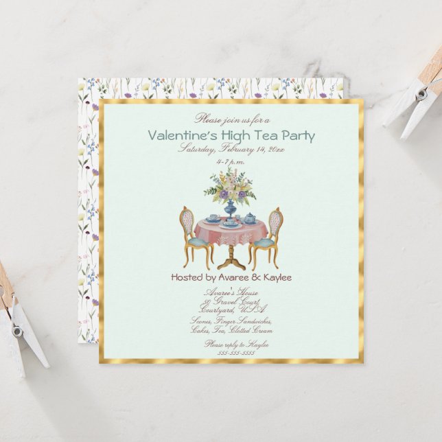 Carte Saint-Valentin fête du thé (Devant/Arrière en situation)