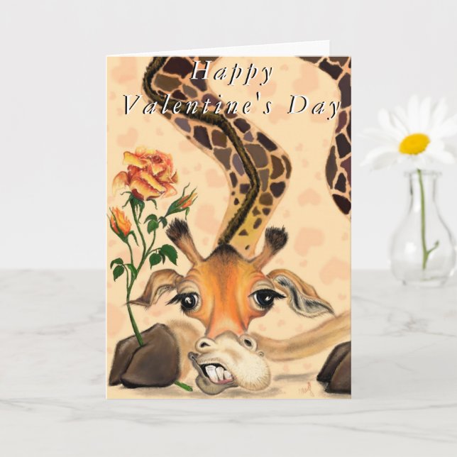 Carte Saint Valentin Giraffe romantique Funny (Petite plante)