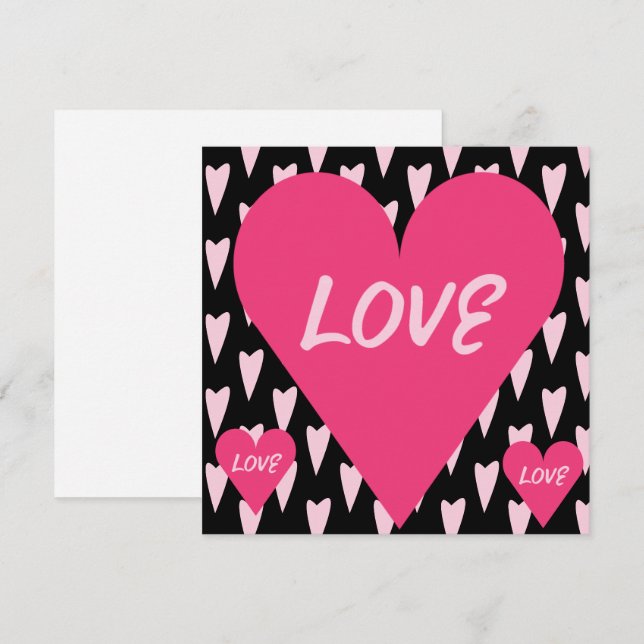 Carte Saint Valentin Gros Coeurs d'amour rose (Devant / Derrière)