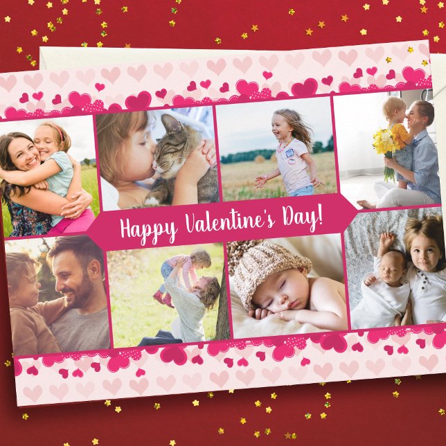 Carte Saint Valentin Huit photos Collage avec coeur (Créateur téléchargé)