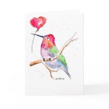 Carte Saint Valentin "Humming bird in love"