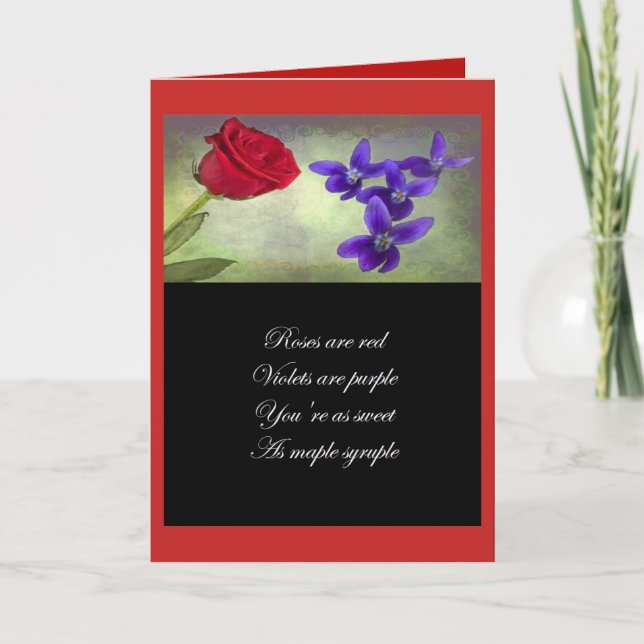 Carte Saint Valentin - Les Roses sont rouges, les violet (Devant)