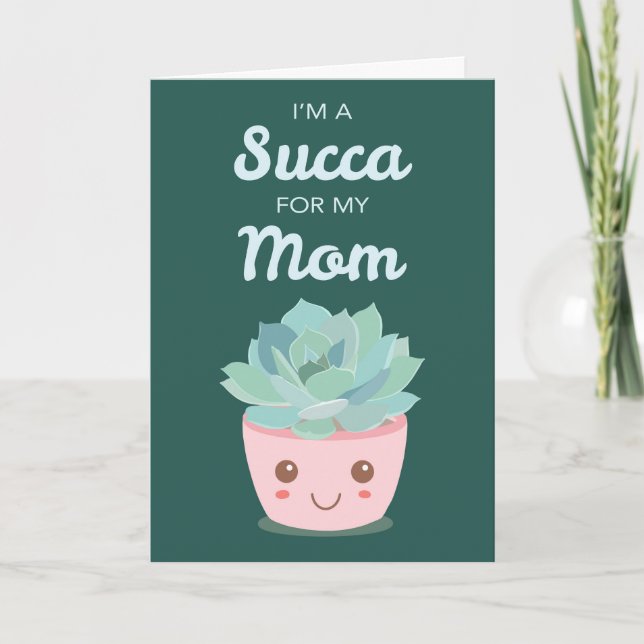 Carte Saint Valentin Ma mère avec Kawaii Succulent (Devant)