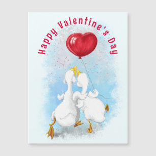 Carte Saint Valentin Magnet avec Couple Duck Love