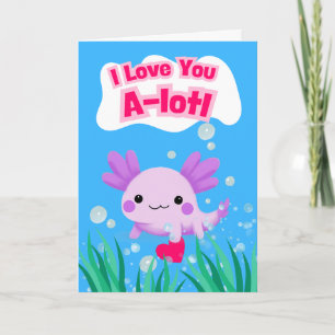 Carte Saint-Valentin Mignonne Axolotl au coeur
