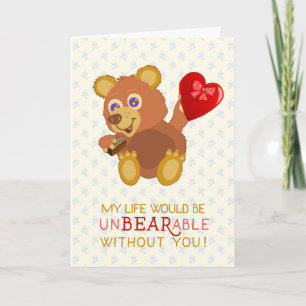 Carte Saint Valentin mignonne ours insupportable jeu de