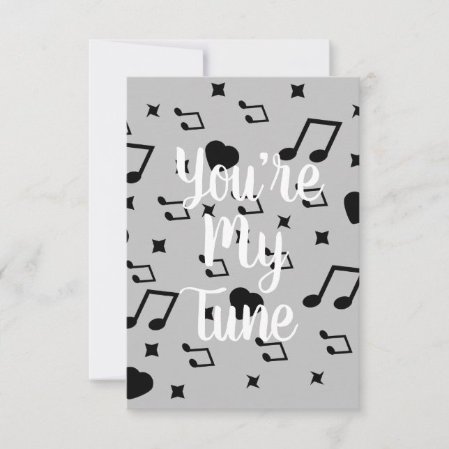 Carte Saint-Valentin Moderne Notes de Musique Coeurs Mus (Devant)
