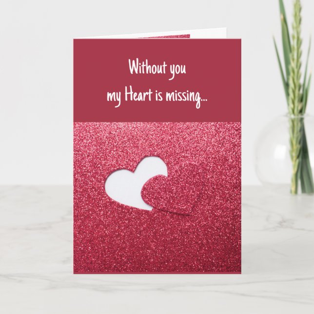 Carte Saint Valentin Mon coeur est absent sans vous (Devant)