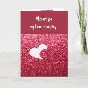 Carte Saint Valentin Mon coeur est absent sans vous