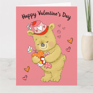 Carte Saint Valentin Ours et coeur