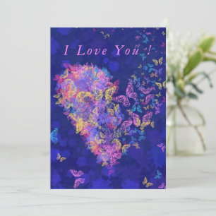 Carte Saint Valentin Papillon Coeur - Je t'aime
