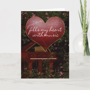 Carte Saint Valentin - Piano, Musique, Rose