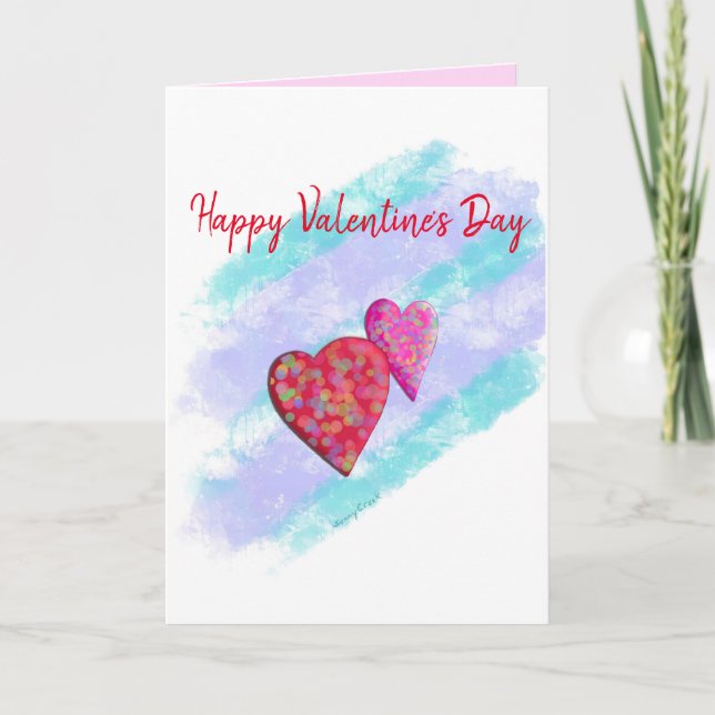 Carte Saint Valentin Pink & Red Hearts (Devant)