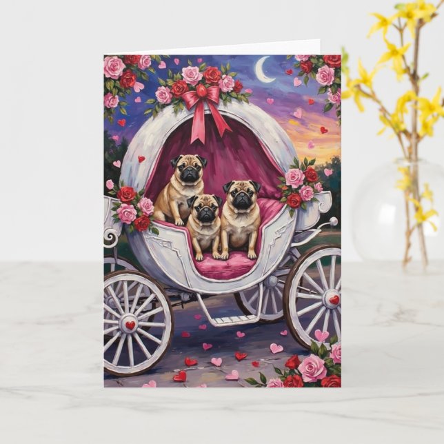 Carte Saint-Valentin pour chien Carlin (Fleur jaune)
