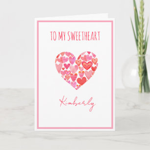 Carte Saint-Valentin pour coeur rose et rouge