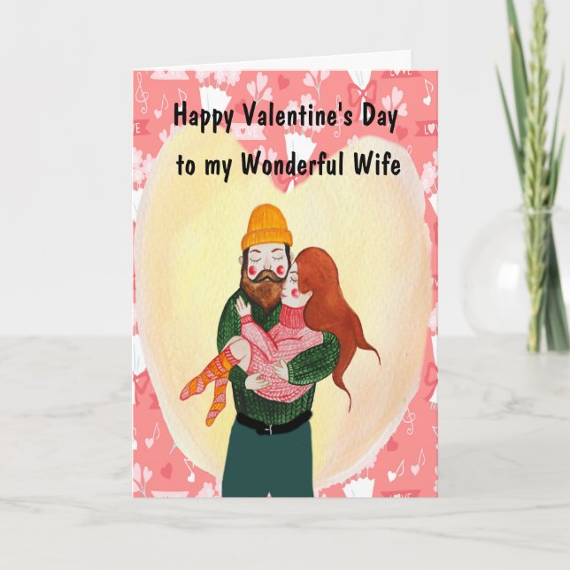 Carte Saint Valentin pour Coeurs et Fleurs Femme (Devant)