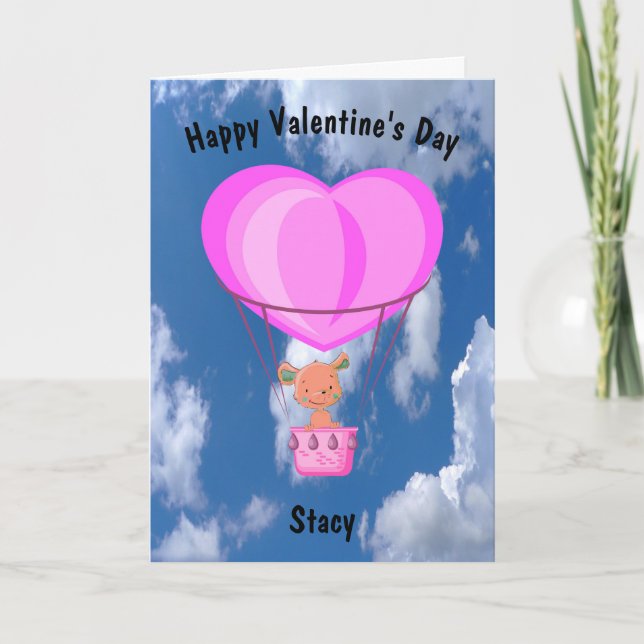 Carte Saint-Valentin pour les enfants à air chaud ballon (Devant)