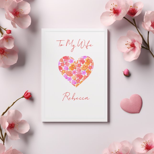 Carte Saint-Valentin pour les fleurs des femmes dans le  (To  My Wife [Name} Valentine's Day Card - Flowers In Heart)