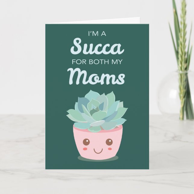 Carte Saint Valentin pour mes mamans avec Kawaii Succule (Devant)