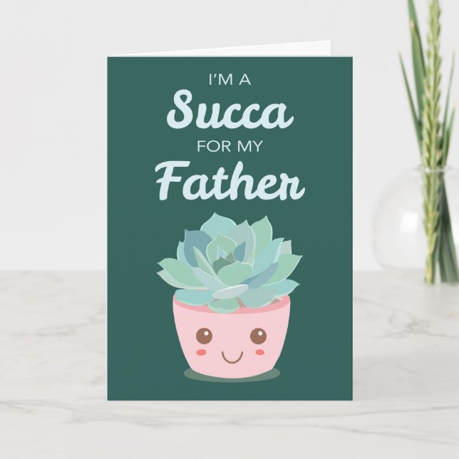 Carte Saint Valentin pour mon père avec Kawaii Succulent (Devant)
