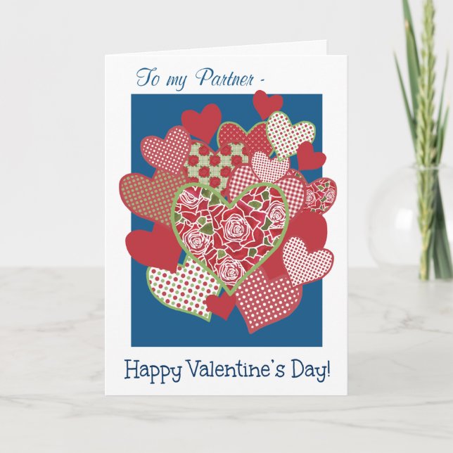 Carte Saint Valentin pour partenaire, Coeurs, Rose (Devant)