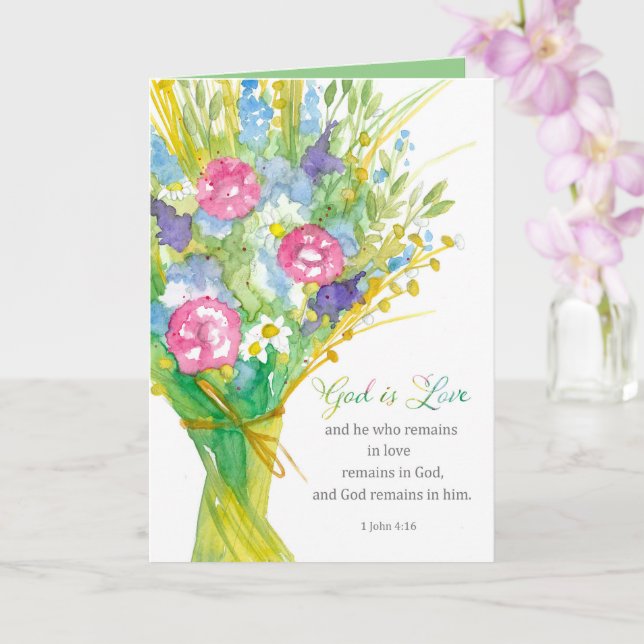 Carte Saint Valentin religieux 1 Jean 4:16 Fleur sauvage (Orchidée)