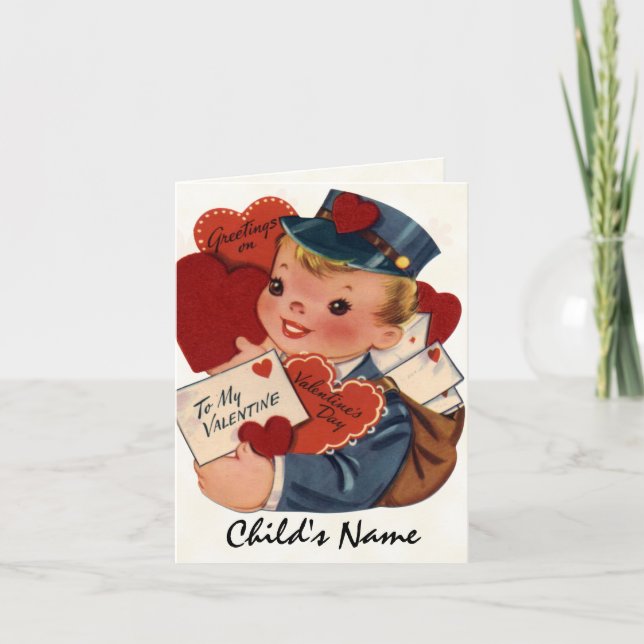 Carte Saint Valentin rétro pour enfants (Devant)