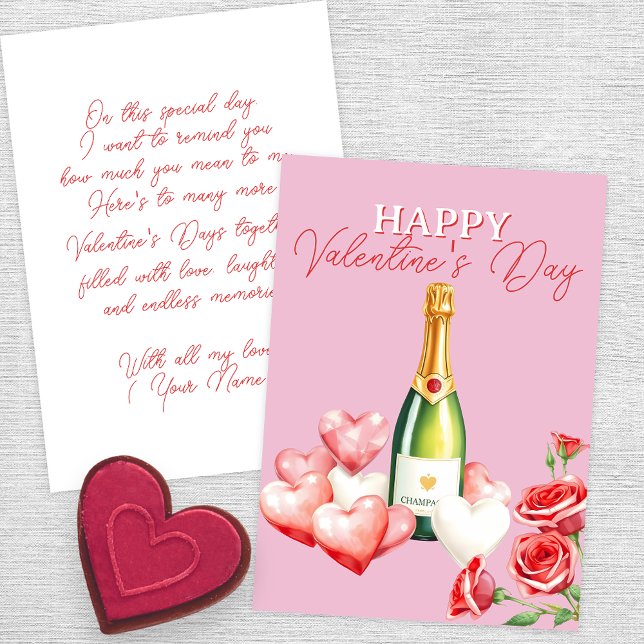 Carte Saint-Valentin romantique avec du Champagne et des (Créateur téléchargé)