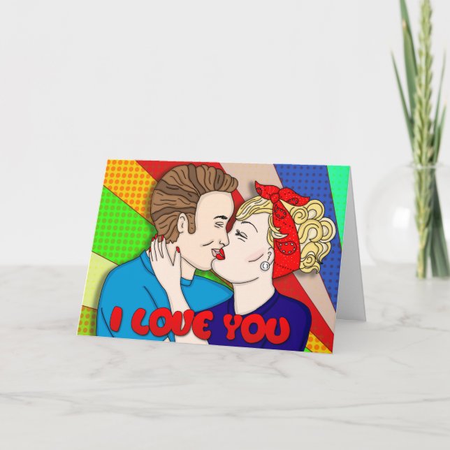 Carte Saint-Valentin romantique dans le style Pop Art de (Devant)