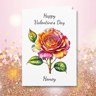 Carte Saint-Valentin   Rose aquarelle