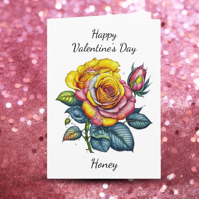 Carte Saint-Valentin | Rose aquarelle (Créateur téléchargé)