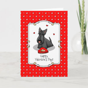Carte Saint-Valentin (rouge) Chien écossais (noir) Cute