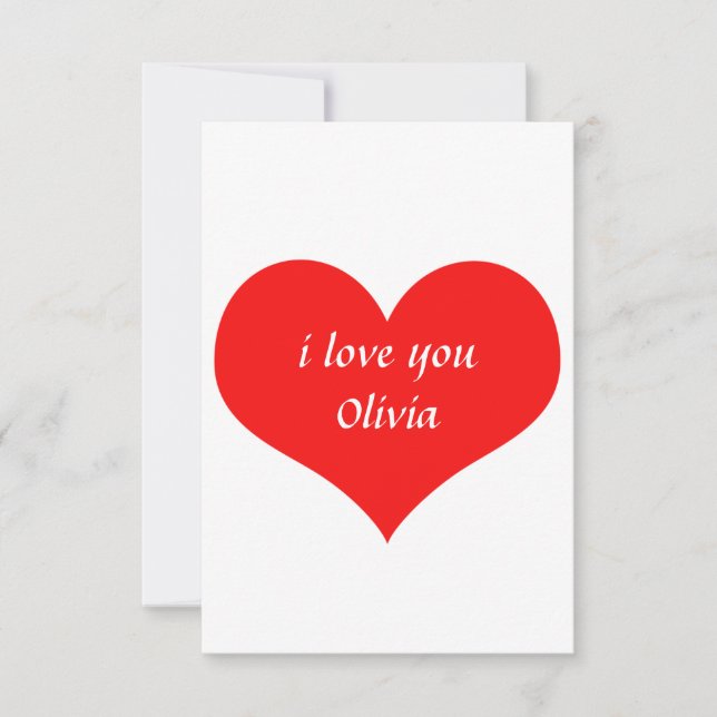 Carte Saint-Valentin Rouge Cœur Joli Texte Nom Personnal (Devant)