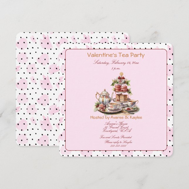 Carte Saint Valentin Tea Party (Devant / Derrière)