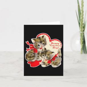 Carte Saint-Valentin Vintage Chat Chaton Rétro Val