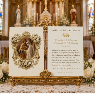 Carte Sainte Bénédiction de Mariage Catholique Ivo