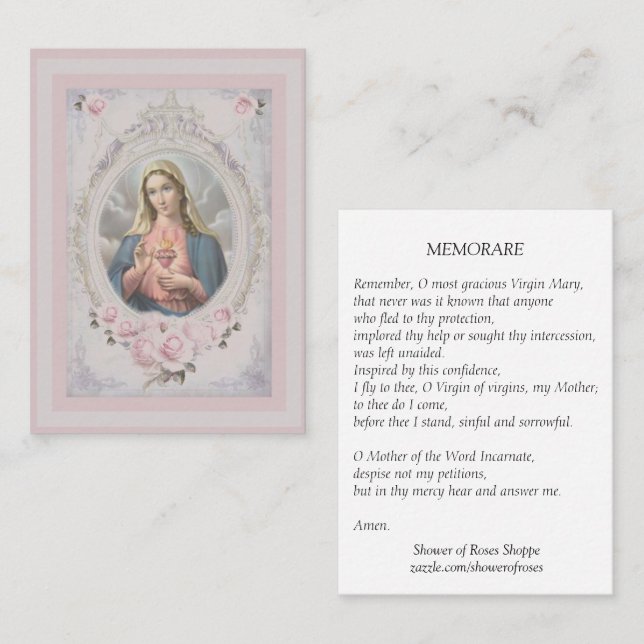 Carte sainte bénie par cru de Vierge Marie (Devant / Derrière)