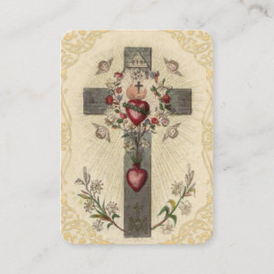 Carte sainte de coeurs de fleurs sacrées croisées