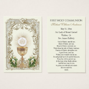 Carte Sainte de Communion de Garçon Catholique de 
